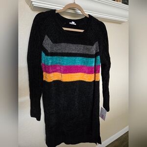 Colorful LULAROE Lauren Striped Chenille Sweater Dress, Size M